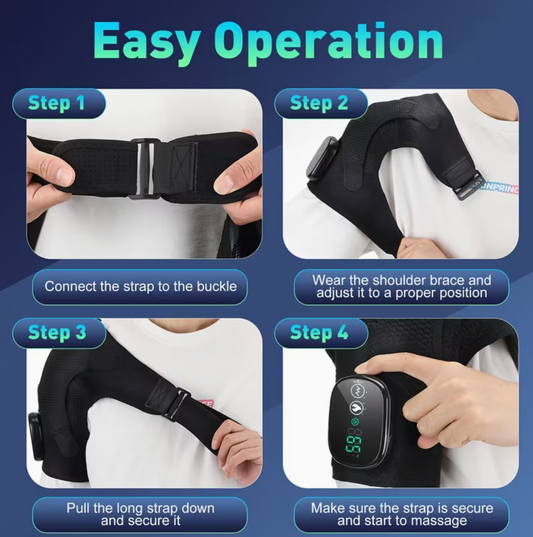 Electric Shoulder Massager Belt Heating Pad Vibration Massage